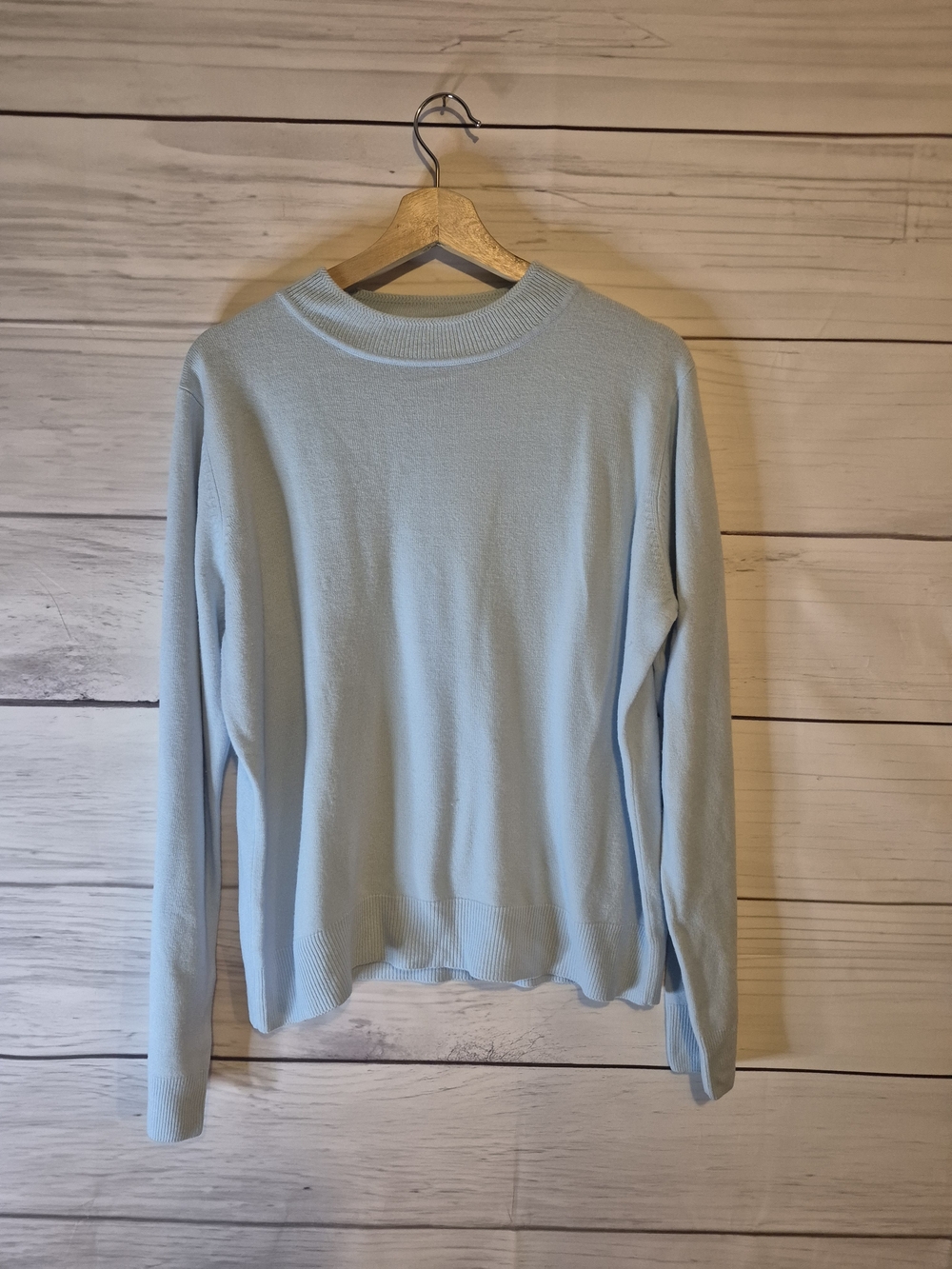Sag Harbor Powder Blue Mock Neck Crewneck Sweater Large